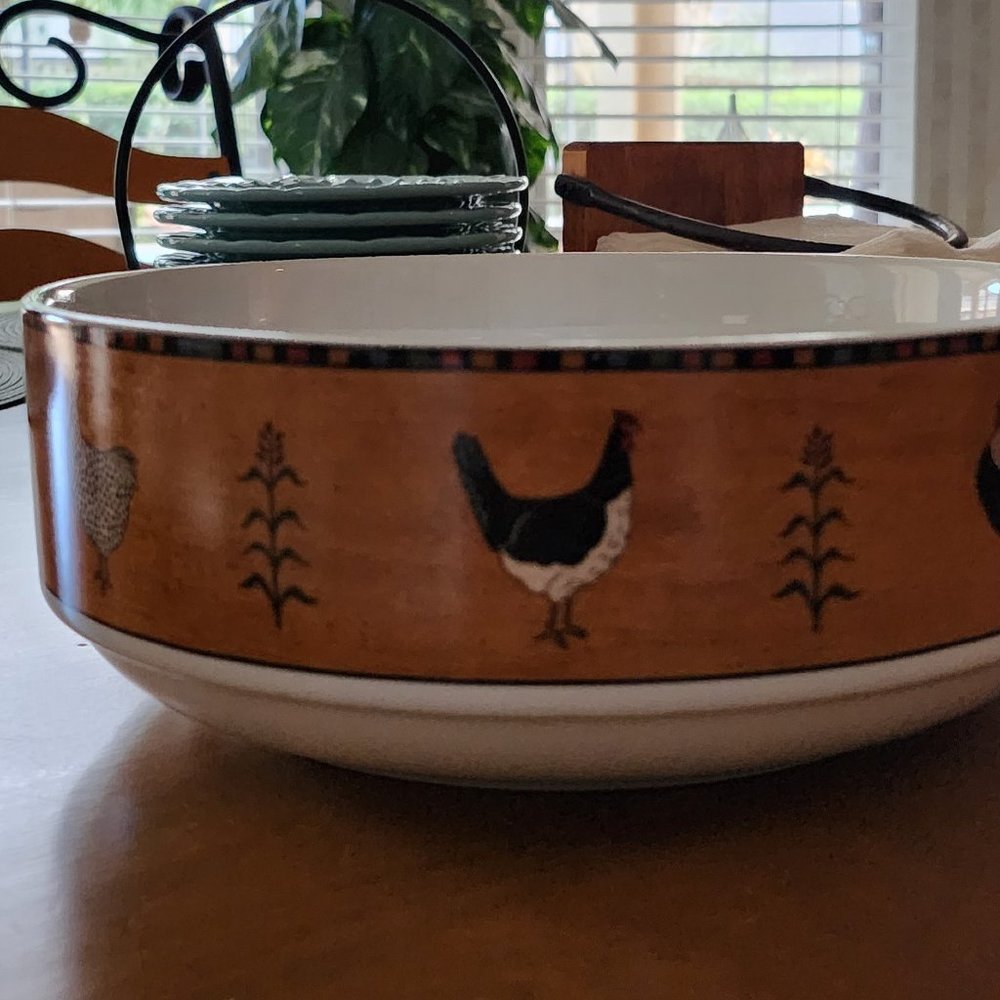 Warren Kimble Sakura Country Quartet "Chicken" Large Serving Bowl 9"